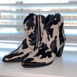 cowhide western booties